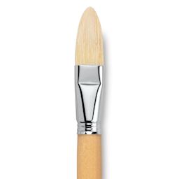 Escoda Clasico Chungking White Bristle Brush - Long Filbert, Long Handle, Size 24 close up