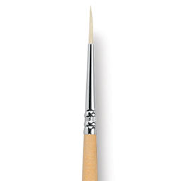 Escoda Clasico Chungking White Bristle Brush - Round, Long Handle, Size 1 close up