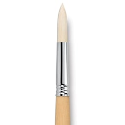 Escoda Clasico Chungking White Bristle Brush - Round, Long Handle, Size 16 close up