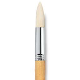 Escoda Clasico Chungking White Bristle Brush - Round, Long Handle, Size 22 close up