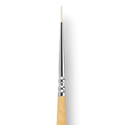 Escoda Clasico Chungking White Bristle Brush - Round, Long Handle, Size 3/0 close up