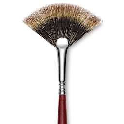 Escoda Badger Hair Brush - Fan, Long Handle, Size 4 close up