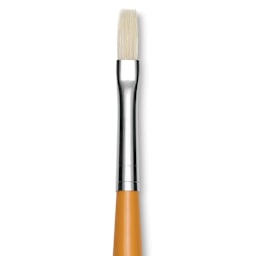 Isabey Chungking Interlocking Bristle Brush - Flat, Long Handle, Size 2 close up
