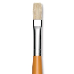 Isabey Chungking Interlocking Bristle Brush - Flat, Long Handle, Size 5 close up