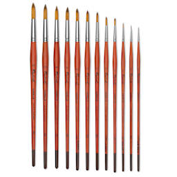 Raphaël Kaërell Synthetic Sable Brushes, fanned out round long handle brushes