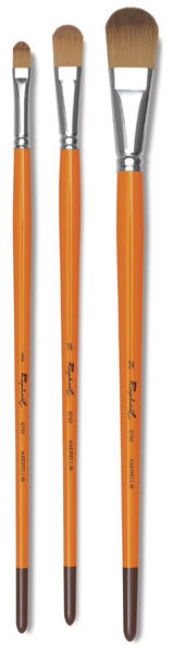 Raphaël Kaërell Synthetic Sable Brushes - 3 long handled Filbert Brushes shown vertically