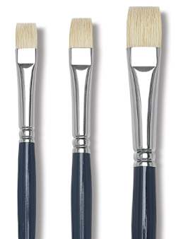 Princeton Ashley Series 5200 Natural Bristle Brushes - Closeup of 3 Bright Brushes
