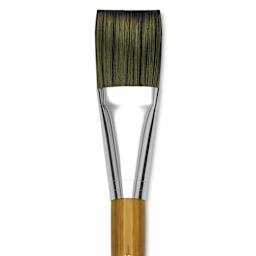 Isabey Isacryl Synthetic Brush - Long Flat, Long Handle, Size 16 close up