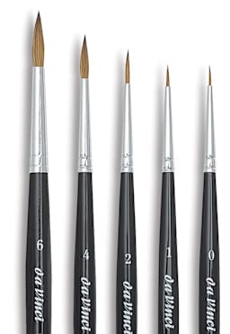 Da Vinci Ussuri Red Sable Round Brush Sets - Closeup of Set of 5 Round brushes