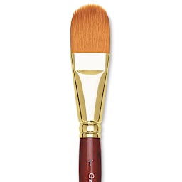 Grumbacher Goldenedge Brush - Oval Wash, Short Handle, Size 1" close up