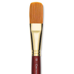 Grumbacher Goldenedge Brush - Filbert, Short Handle, Size 10 close up