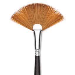 Escoda Prado Tame Synthetic Brush - Fan, Long Handle, Size 6 (Close-up of brush)
