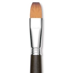 Escoda Prado Tame Synthetic Brush - Bright, Long Handle, Size 18 (Close-up of brush)
