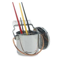 Richeson Deluxe Brush Washer - Open showing 4 brushes held by spiral brush holder