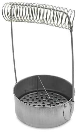 Aluminum Brush Washer - Angled view showing coiled brush holder and removable screen