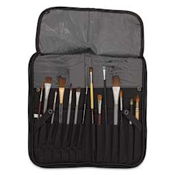 Just Stow-It Brush Case - Black - open and holding brushes (not included)