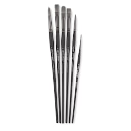 Richeson Grey Matters Brush Set - Set of 6 Synthetic Acrylic Brushes shown upright
