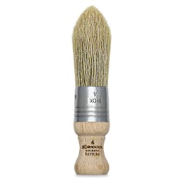 Escoda Restore Premium Brushes - Round Pointed Bristle brush with stubby handle shown upright
