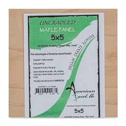 American Easel Maple Panel - 5" x 5", 1/2" Profile, Keyhole front with label