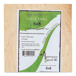 American Easel Maple Panel - 8" x 8", 1/2" Profile, Keyhole front with label