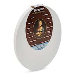 Masterpiece Pro Stretched Oval Canvas - 8" x 10", 3/4" Profile side view with label