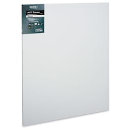 Museo Alu-Frame Claessens Belgian Linen Canvas - Angled view of canvas with label
