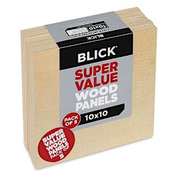 Blick Super Value Wood Panel Pack - 10'' x 10'', Pkg of 5 (Side view)