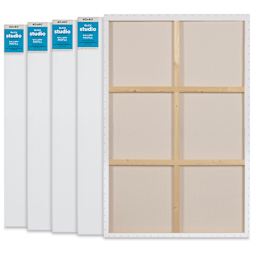 Blick Studio Stretched Cotton Canvas - Gallery Profile, 40" x 60", Pkg of 5, back of canvases