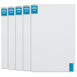 Blick Studio Stretched Cotton Canvas - Gallery Profile, 40" x 60", Pkg of 5, front of canvases