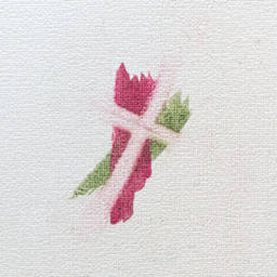 Watercolor Cotton Canvas - Front of canvas with green and red watercolor paints 