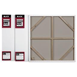 Blick Premier Heavyweight Stretched Cotton Canvas - 48" x 48", 2" Profile, Pkg of 3 showing the back of one canvas
