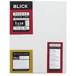Blick Premier Belgian Linen Canvas - Front of canvas showing labels