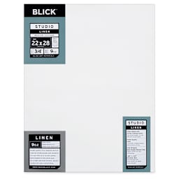 Blick Studio Linen Stretched Canvas - Front view of packaged 3/4" profile canvas