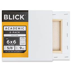 Blick Academic Cotton Stretched Canvas Pack - 6" x 6", Pkg of 2 showing front and back