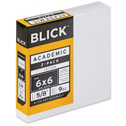 Blick Academic Cotton Stretched Canvas Pack - 6" x 6", Pkg of 2 side view of package