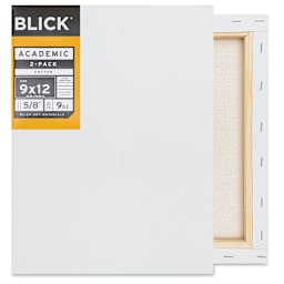 Blick Academic Cotton Stretched Canvas Pack - 9" x 12", Pkg of 2 front and back
