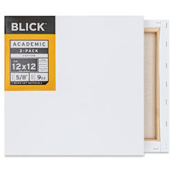 Blick Academic Cotton Stretched Canvas Pack - 12" x 12", Pkg of 2 front and back