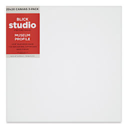 Blick Studio Stretched Cotton Canvas - Museum Profile, 20" x 20", Pkg of 3