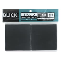 Blick Studio Mini Cotton Canvas - 3'' x 3'', Black, Pkg of 4 front of package