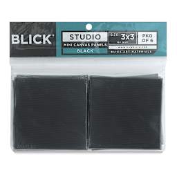 Blick Studio Mini Canvas Panel - 3'' x 3'', Black, Pkg of 6 in package
