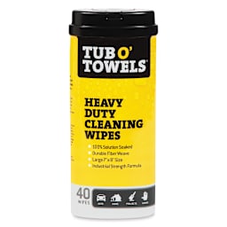 Tub O' Towels - Front of 40 pc cylinder of cleaning wipes shown