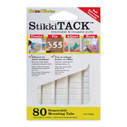 StikkiWorks StikkiTack Adhesive Putty - Pkg of 80, front of packaging. 