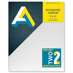 Art Alternatives Economy Cotton Stretched Canvas, 8 x 10 in, 5/8 in deep, 2/Pkg