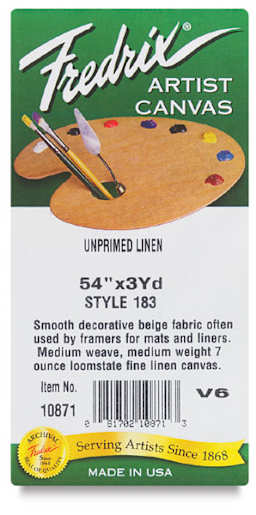 Fredrix Style 183 Unprimed Linen Canvas Rolls - Closeup of label