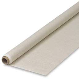Fredrix Style 183 Unprimed Linen Canvas Roll - Angled view of slightly unrolled linen  