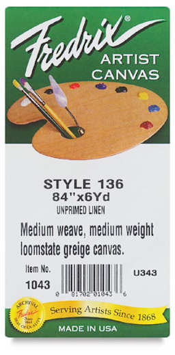 Fredrix Style 136 Unprimed Linen Canvas Rolls - Closeup of label