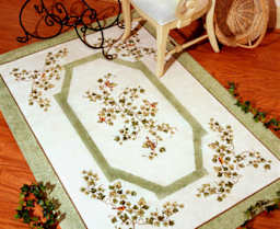 Fredrix Floor Cloth Canvas - Finished floral design rug on floor canvas