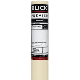 Blick Acrylic Primed Cotton Canvas - Medium, 64-1/2" x 1 yard, Acrylic Primed, by the Yard, close-up of packaging label