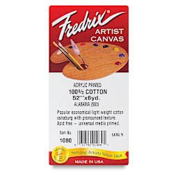 Fredrix Style 583 Alabama Acrylic Primed Cotton Canvas - Closeup of label