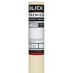 Blick Acrylic Primed Cotton Canvas - Portrait Smooth, 72" x 30 yd, 11 oz, by the Roll, close-up of packaging label